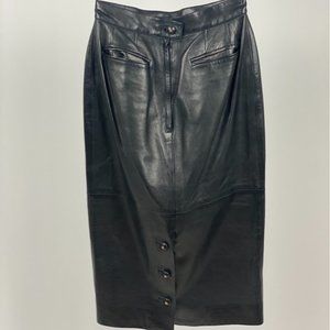 chanel lambskin highwaisted leather skirt
